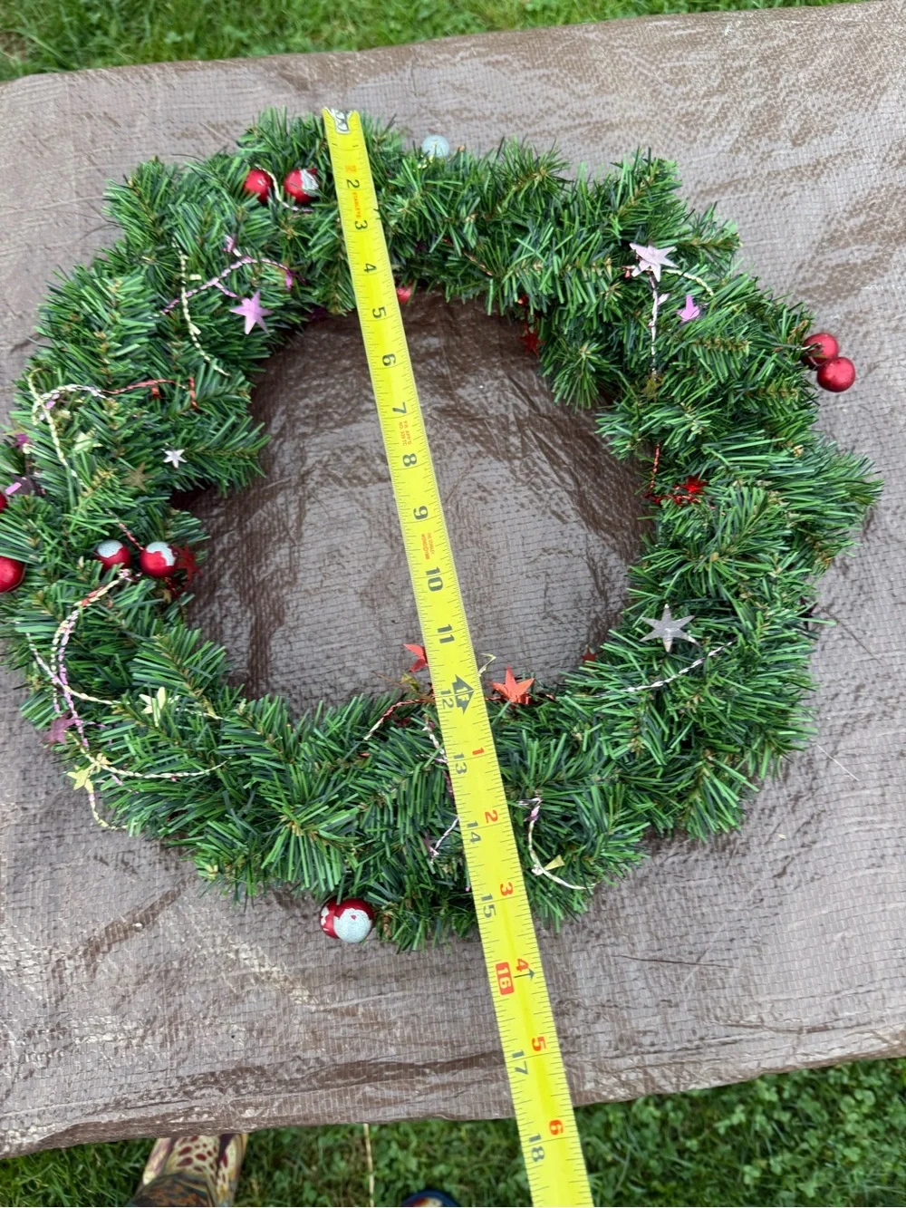 Holiday Green Christmas Wreath with Red Accents